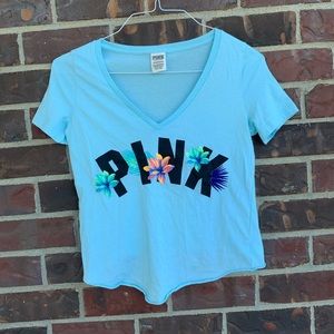 PINK Victoria’s Secret XS blue V-neck Crop Top
